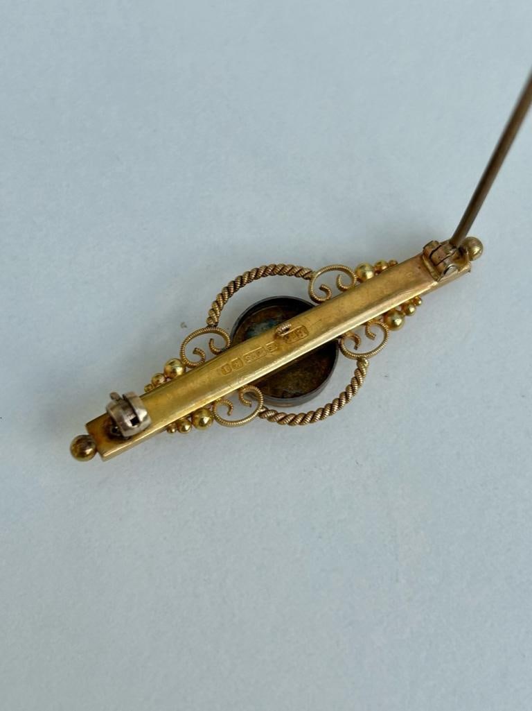 Antique 15ct Yellow Gold Diamond Star Brooch - 6