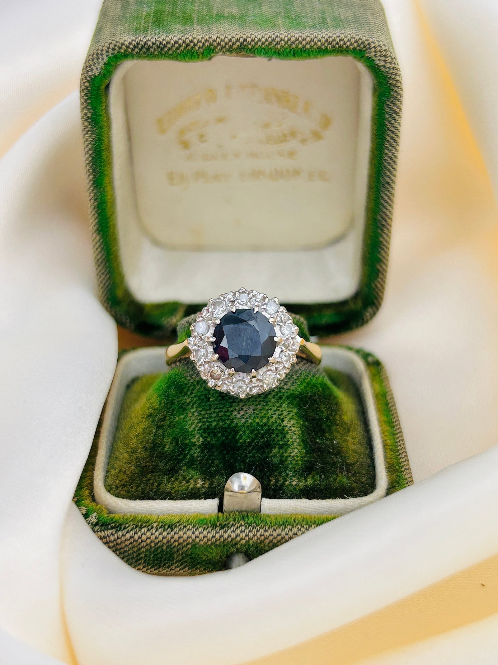 Antique Sapphire and Diamond Cluster Ring in 18ct Gold - 10