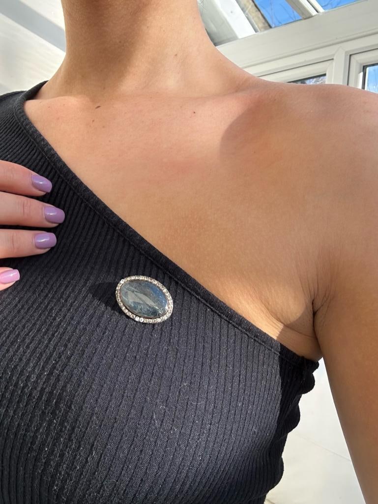 Georgian Gold and Paste Halo Crystal Locket Front Brooch - 2