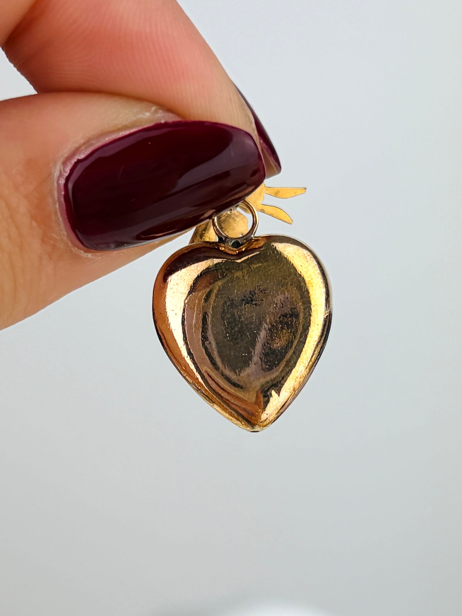 Antique Ruby and Pearl Flower Heart Pendant - 5