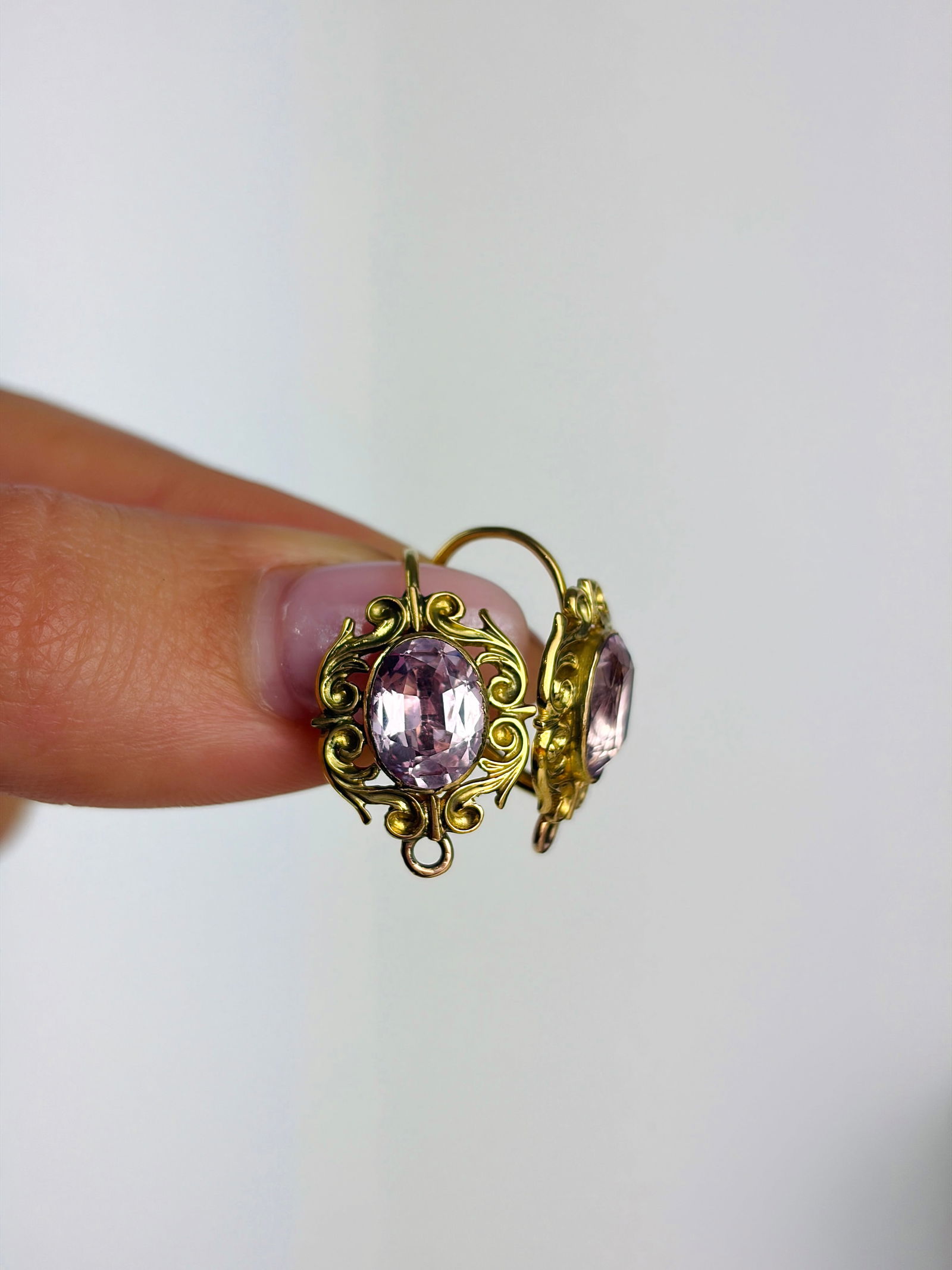 Incredible Antique 18ct yellow gold Amethyst and diamond Boxed Necklace and Earrings Suite - 6