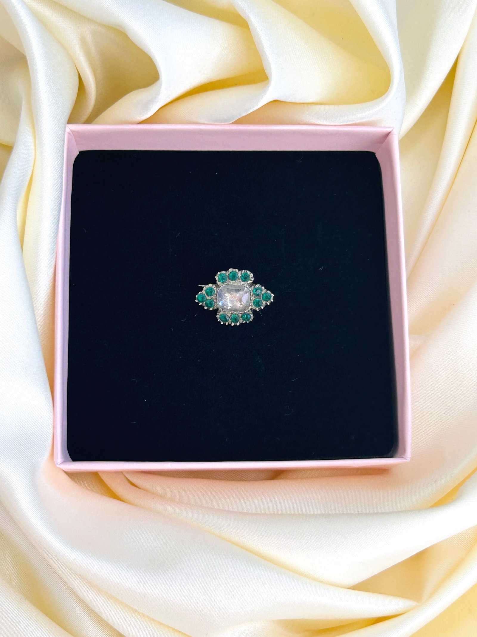 Antique Green and White Paste Brooch - 6