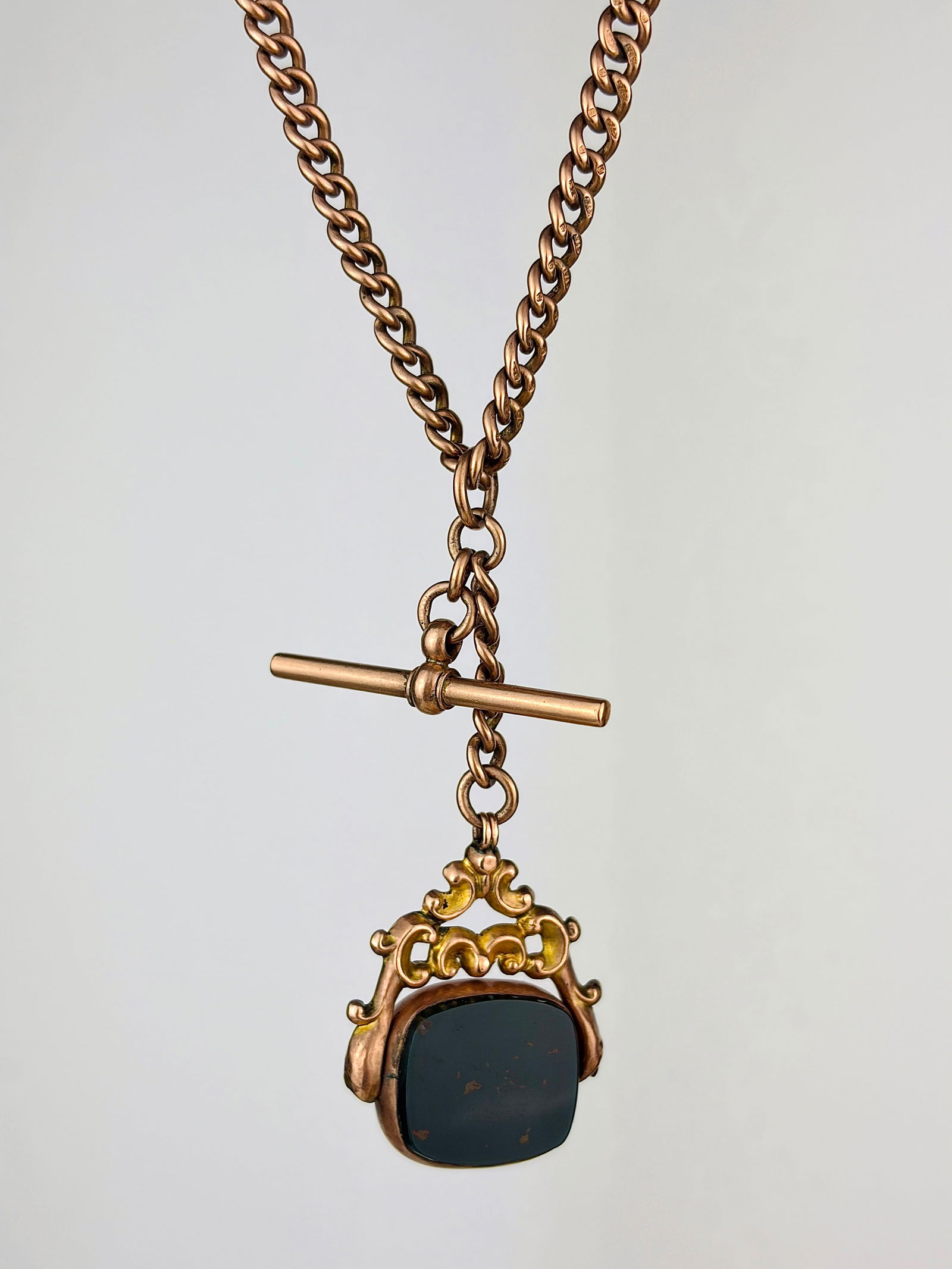 heavy chunky antique 9ct yellow gold double Albert chain with tbar , double dog clips , pendant: heavy chunky antique 9ct yellow gold double Albert chain with tbar , double dog clips , pendant Beautiful chunky chain