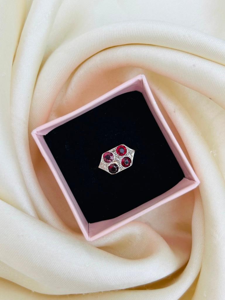 Lovely Garnet and Diamond Gold Ring - 5