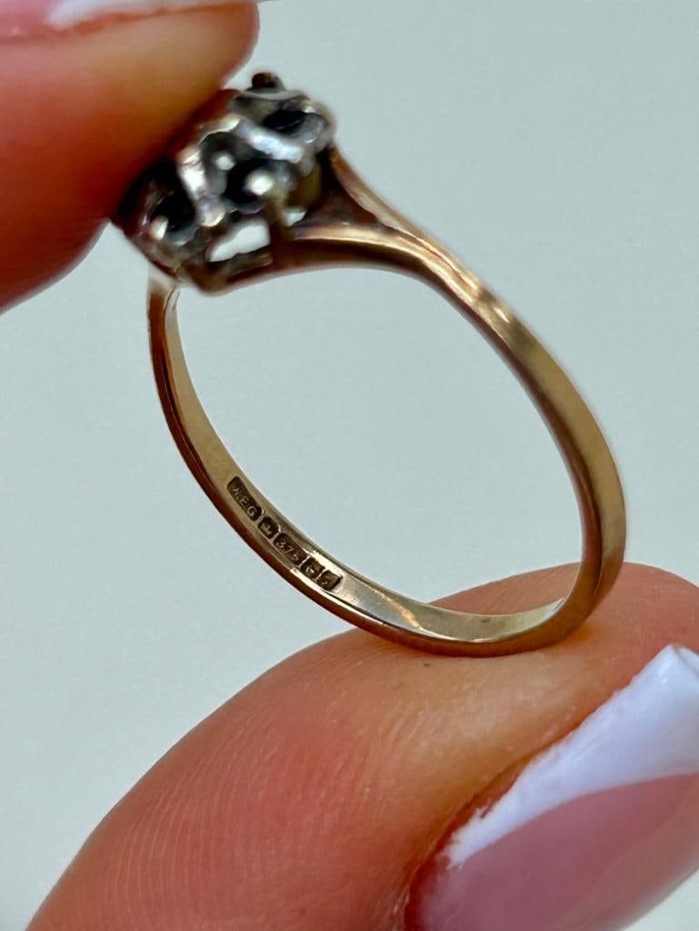 Sweet 9ct Gold Sapphire and Diamond Cluster Ring - 6