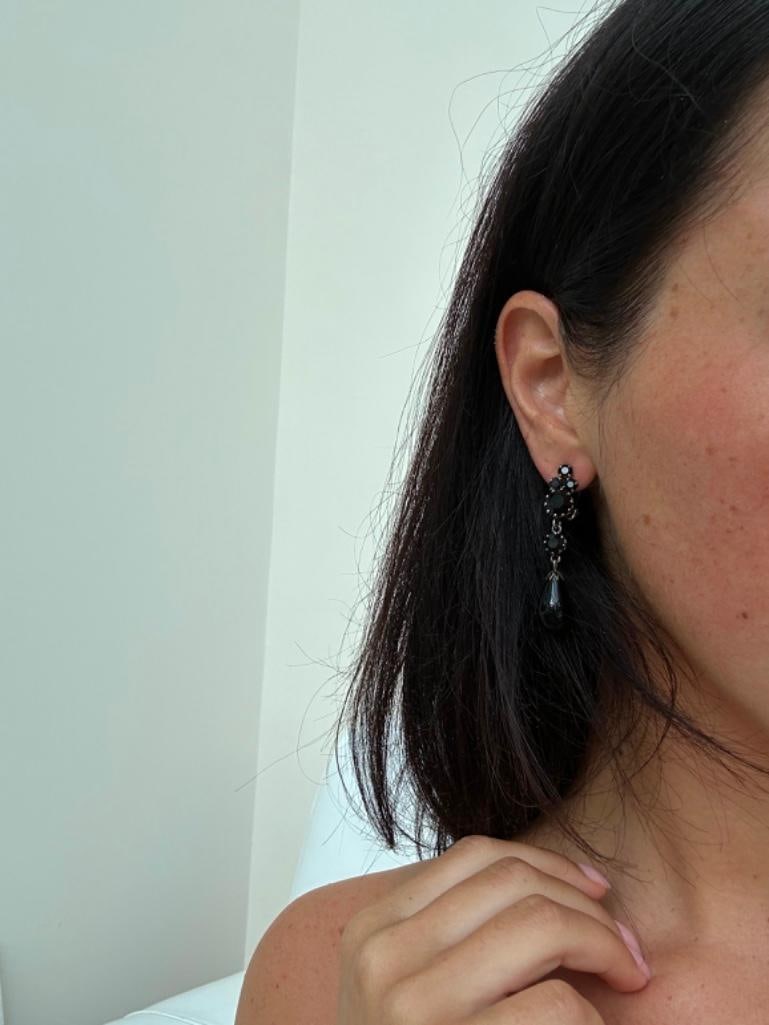 Vintage Jet Drop Earrings - 2