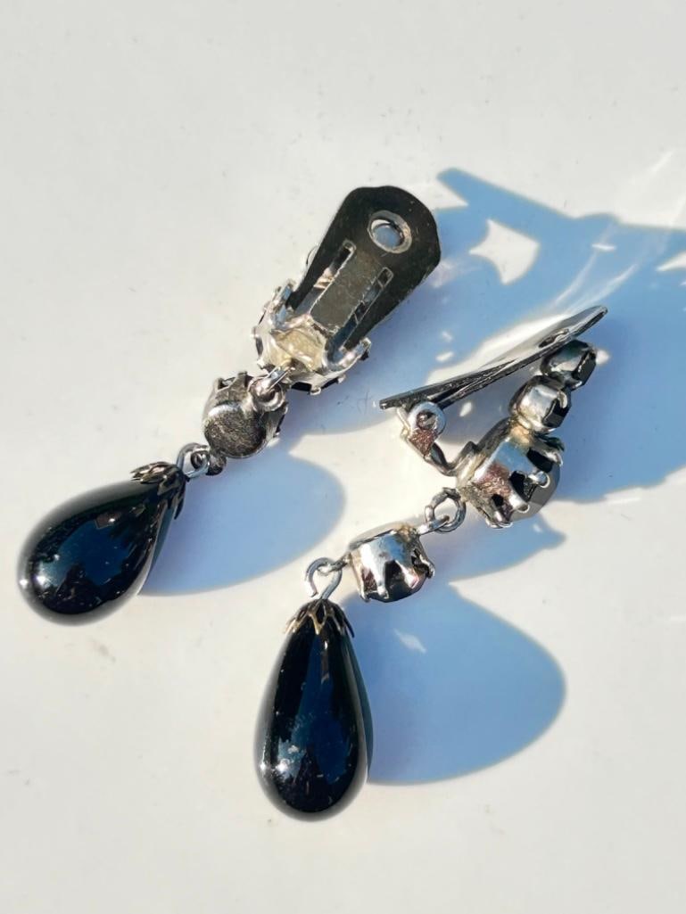 Vintage Jet Drop Earrings - 3