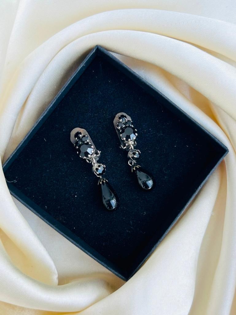 Vintage Jet Drop Earrings - 5