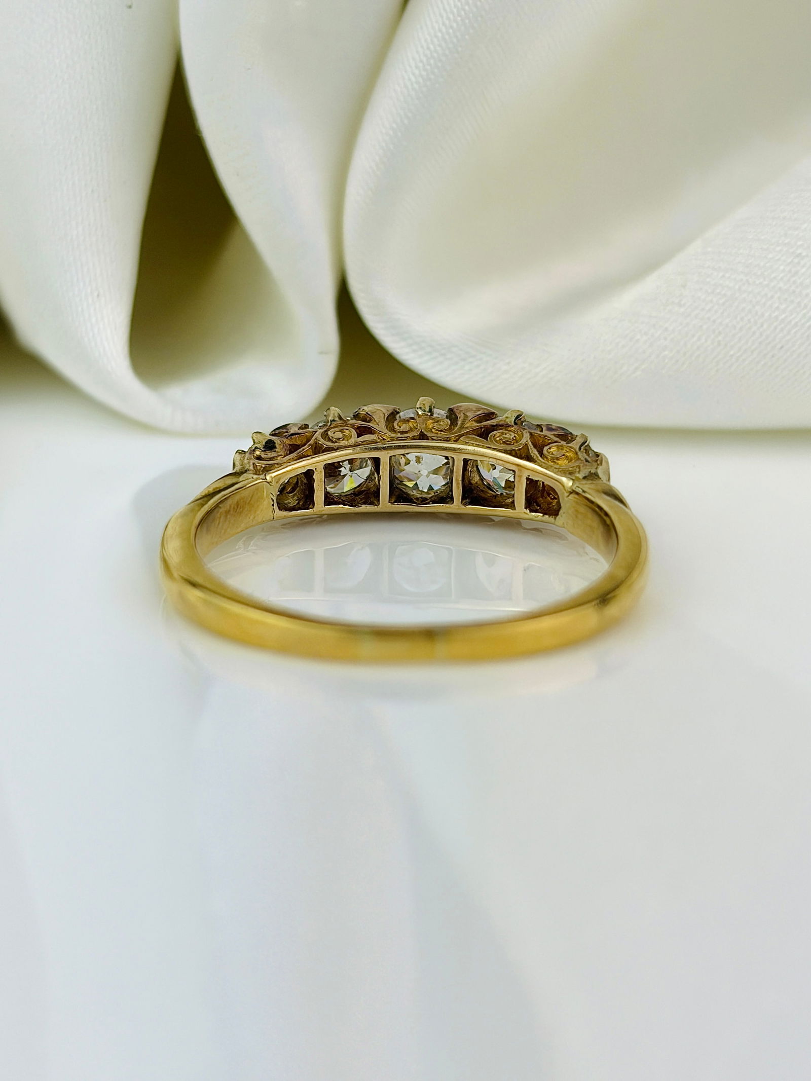 antique 18ct yellow gold diamond ring approx 1.20ct - 3