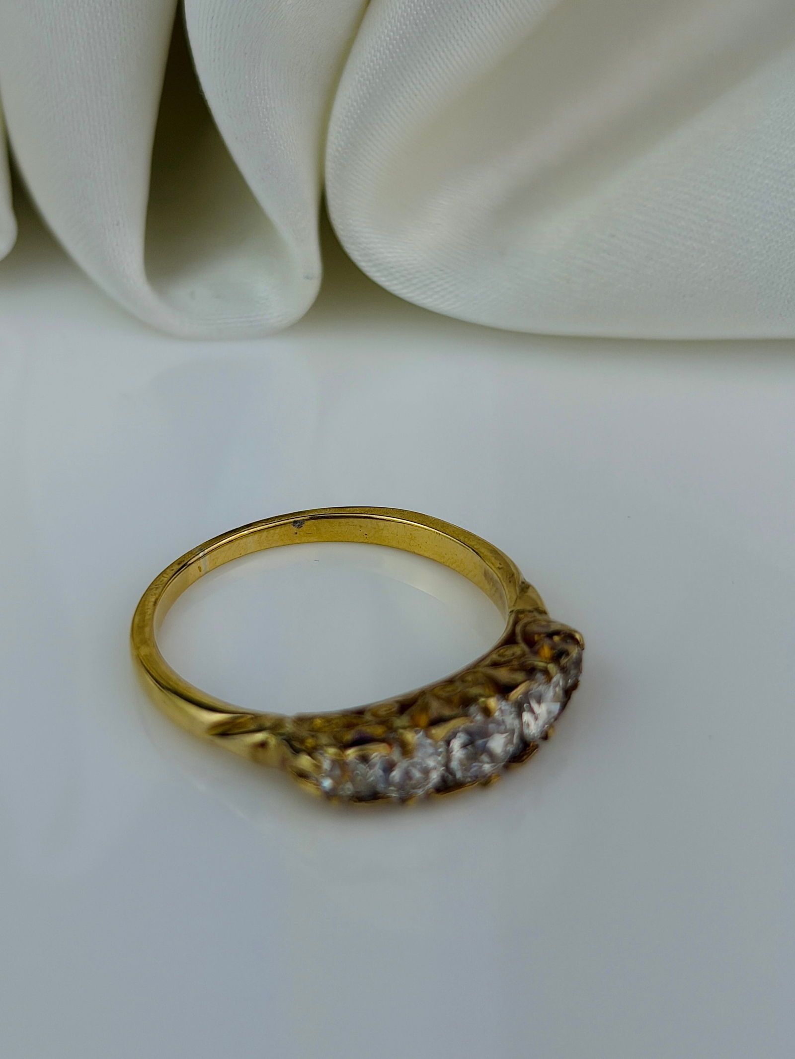 antique 18ct yellow gold diamond ring approx 1.20ct - 4