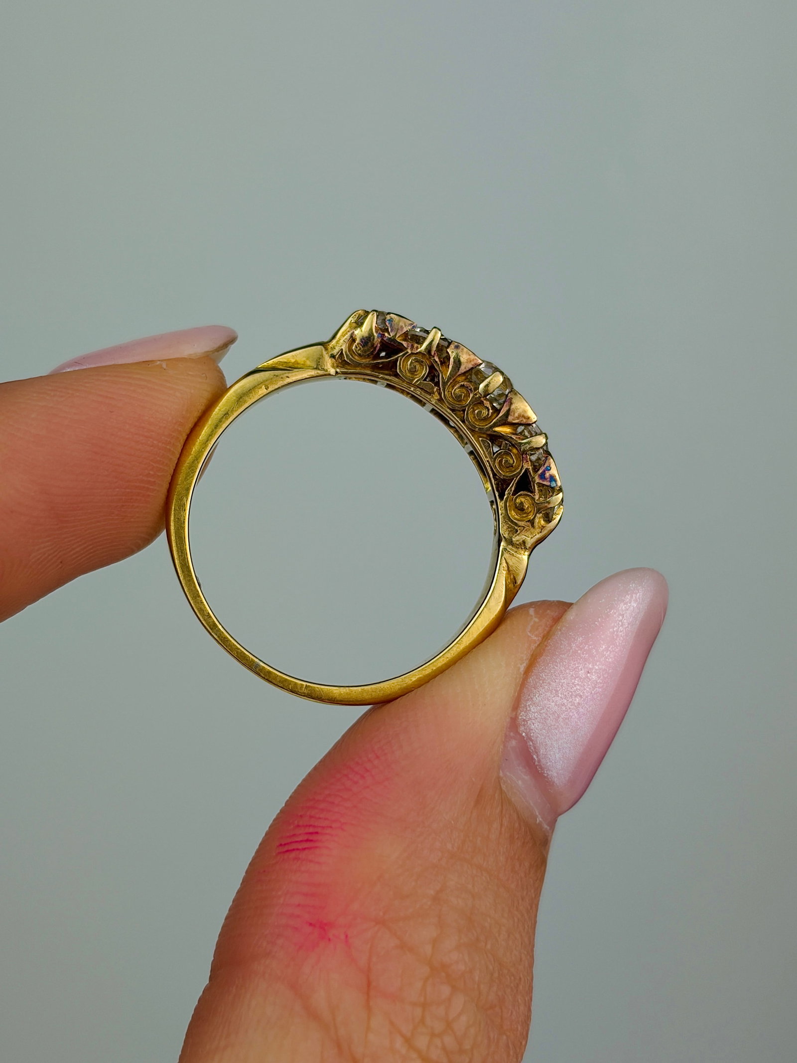 antique 18ct yellow gold diamond ring approx 1.20ct - 6