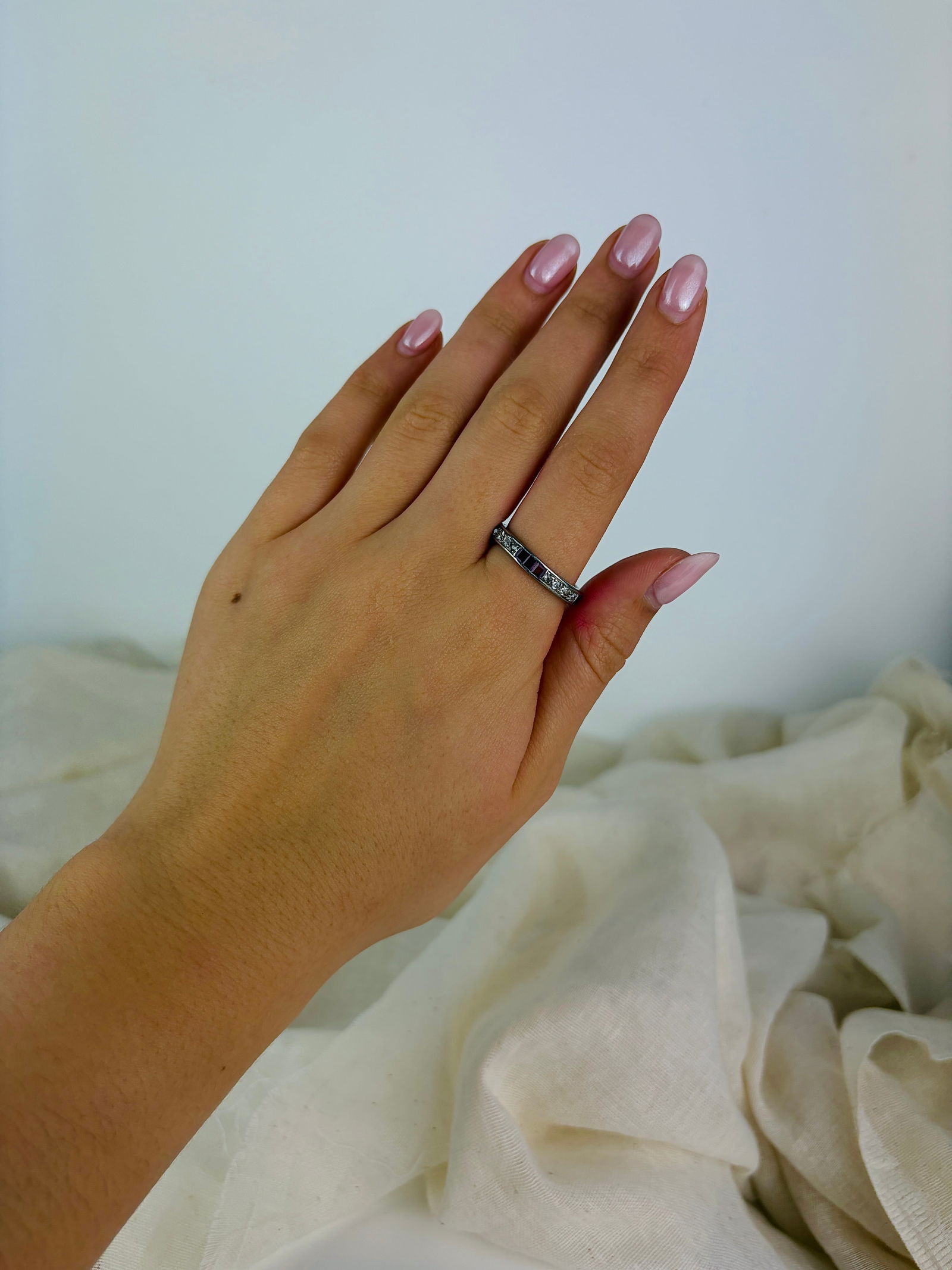 antique ruby and diamond full eternity band ring art deco era - 7