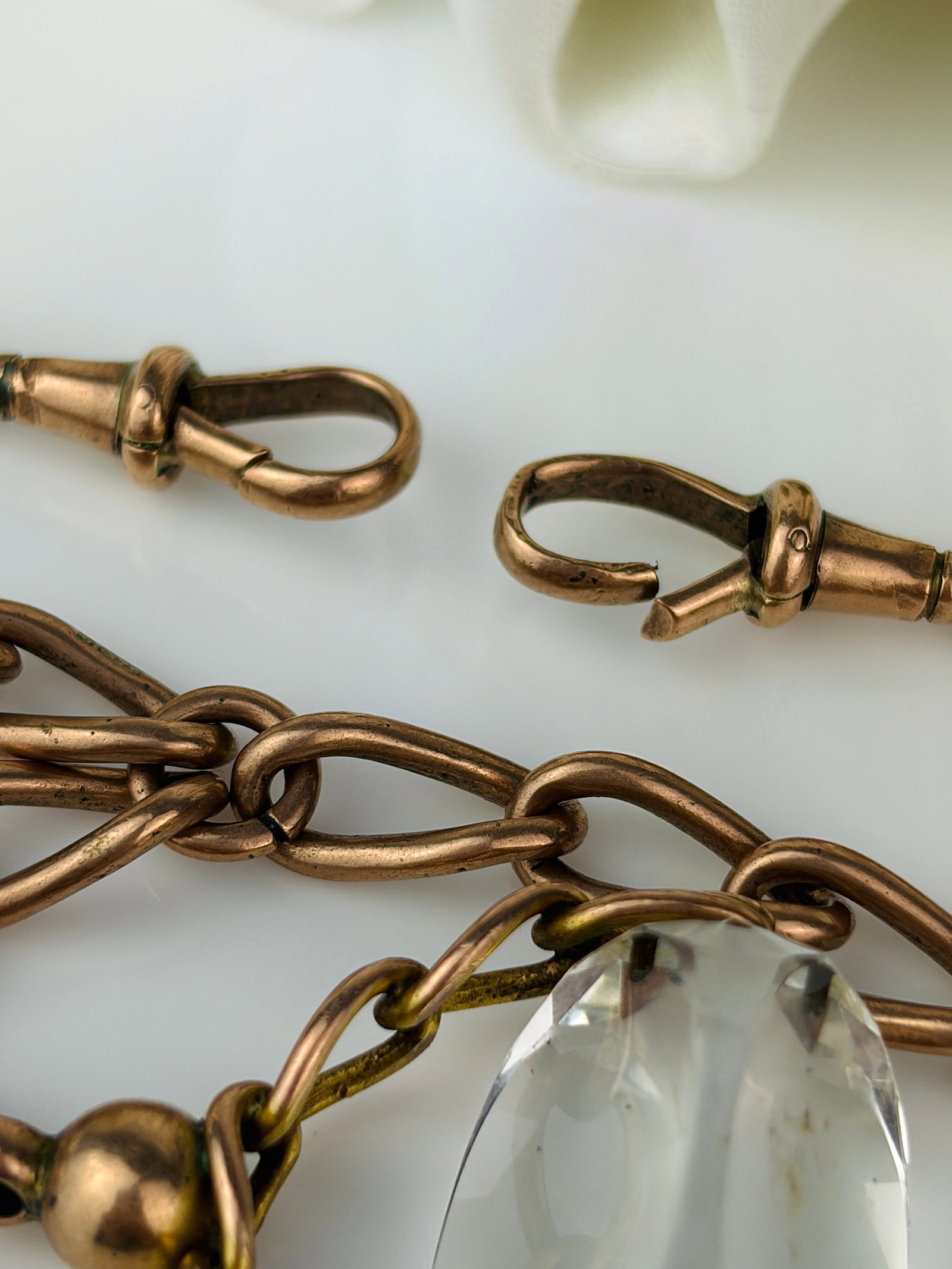 heavy antique double Albert chain necklace in 9ct gold with spinning fob seal pendant - 3