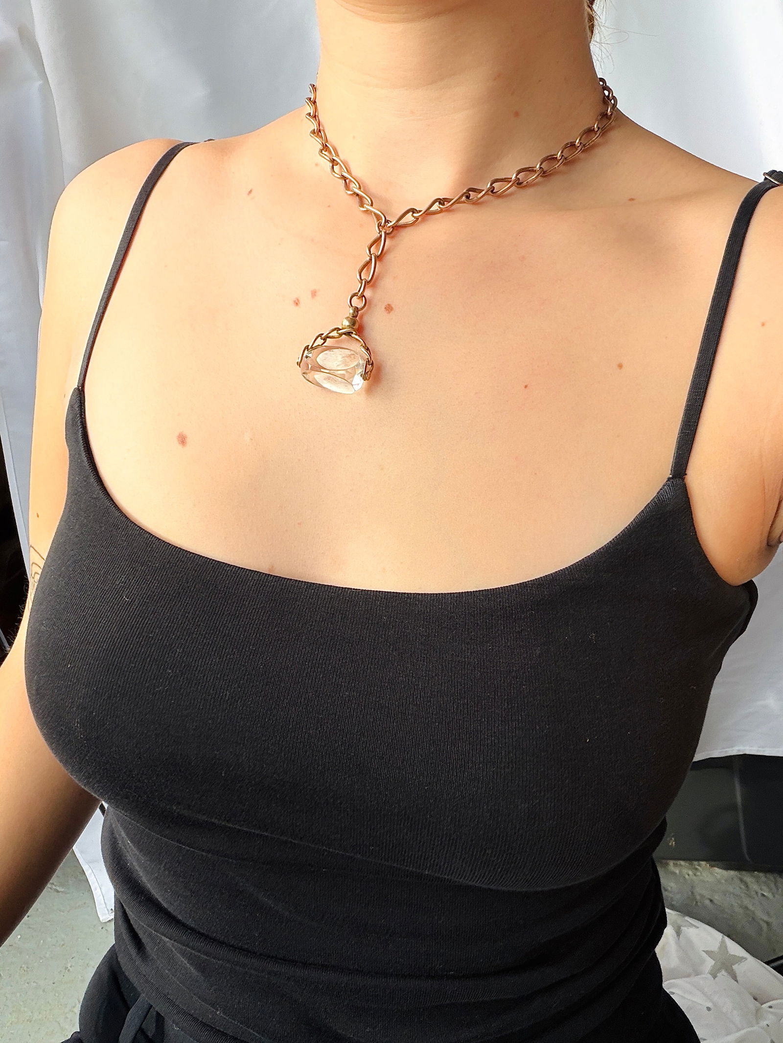 heavy antique double Albert chain necklace in 9ct gold with spinning fob seal pendant - 7