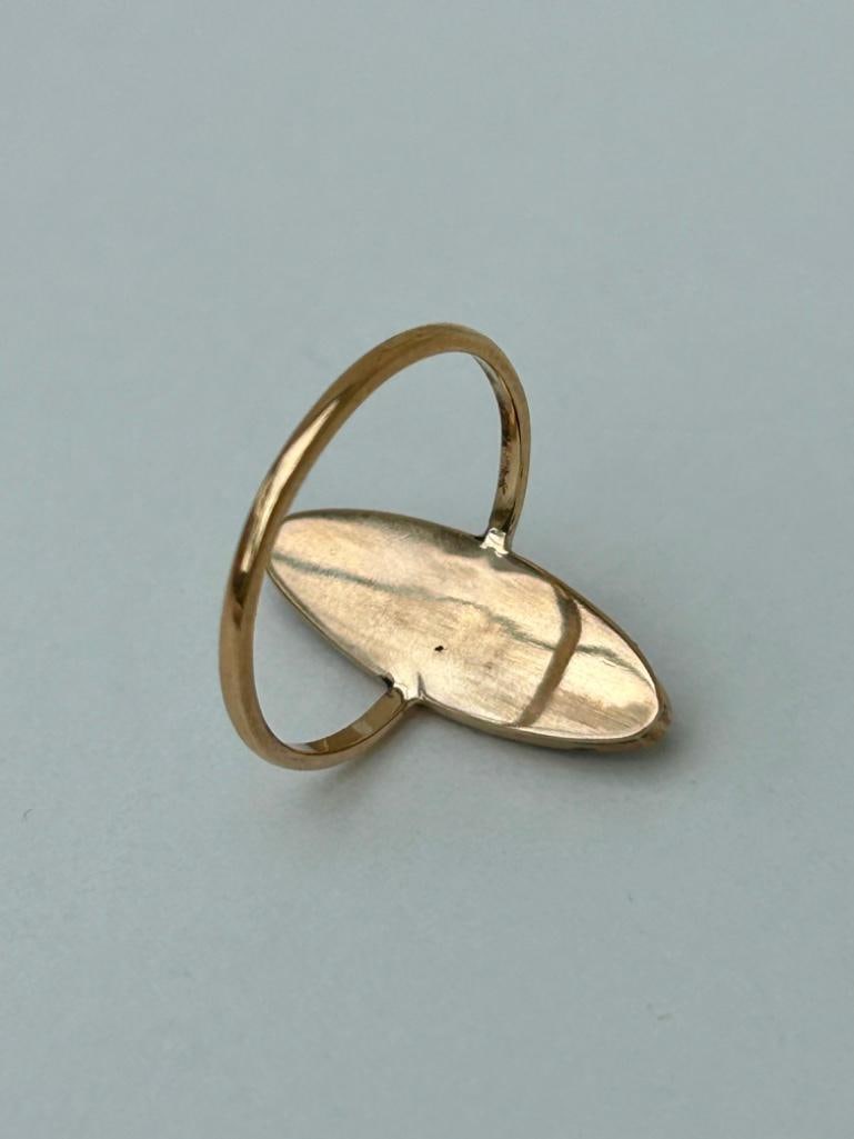 Antique Agate Navette Ring in Gold - 5