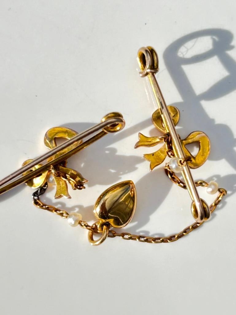 Mappin Brothers Victorian Turquoise and Pearl 9 Carat Gold Brooch - 7