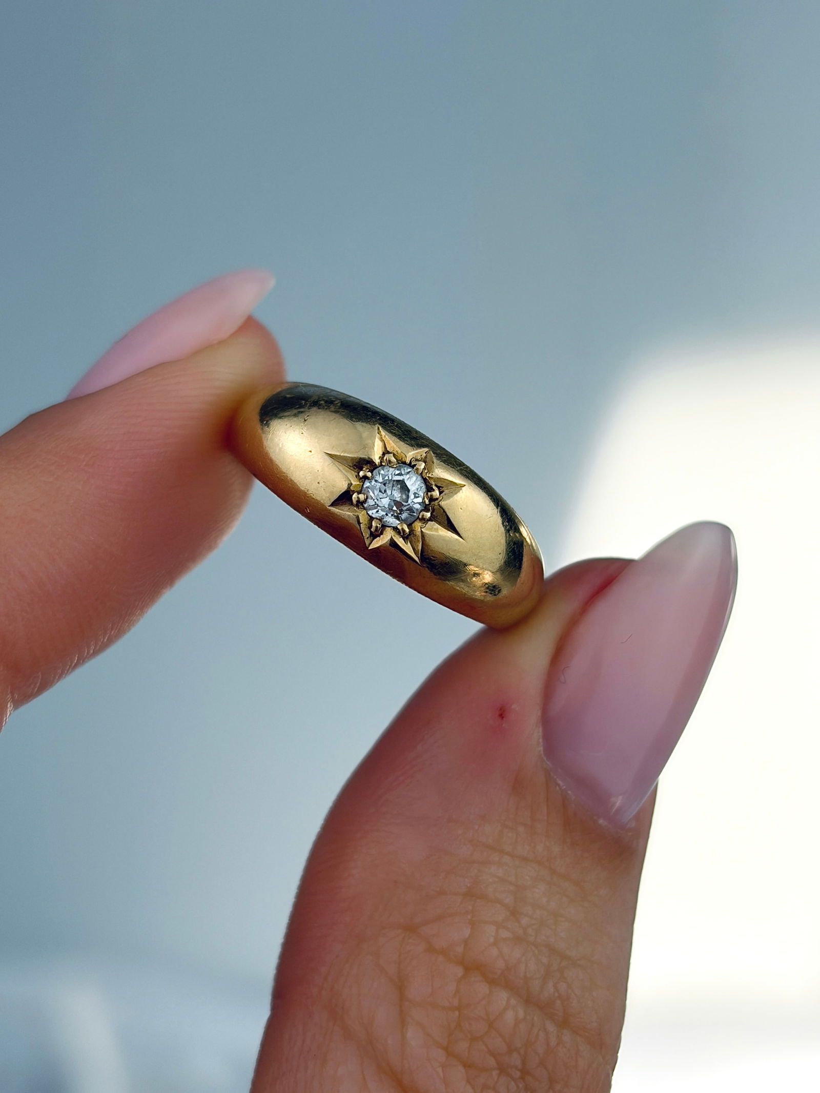 ANTIQUE C.1911 18CT YELLOW GOLD DIAMOND STAR RING - 5