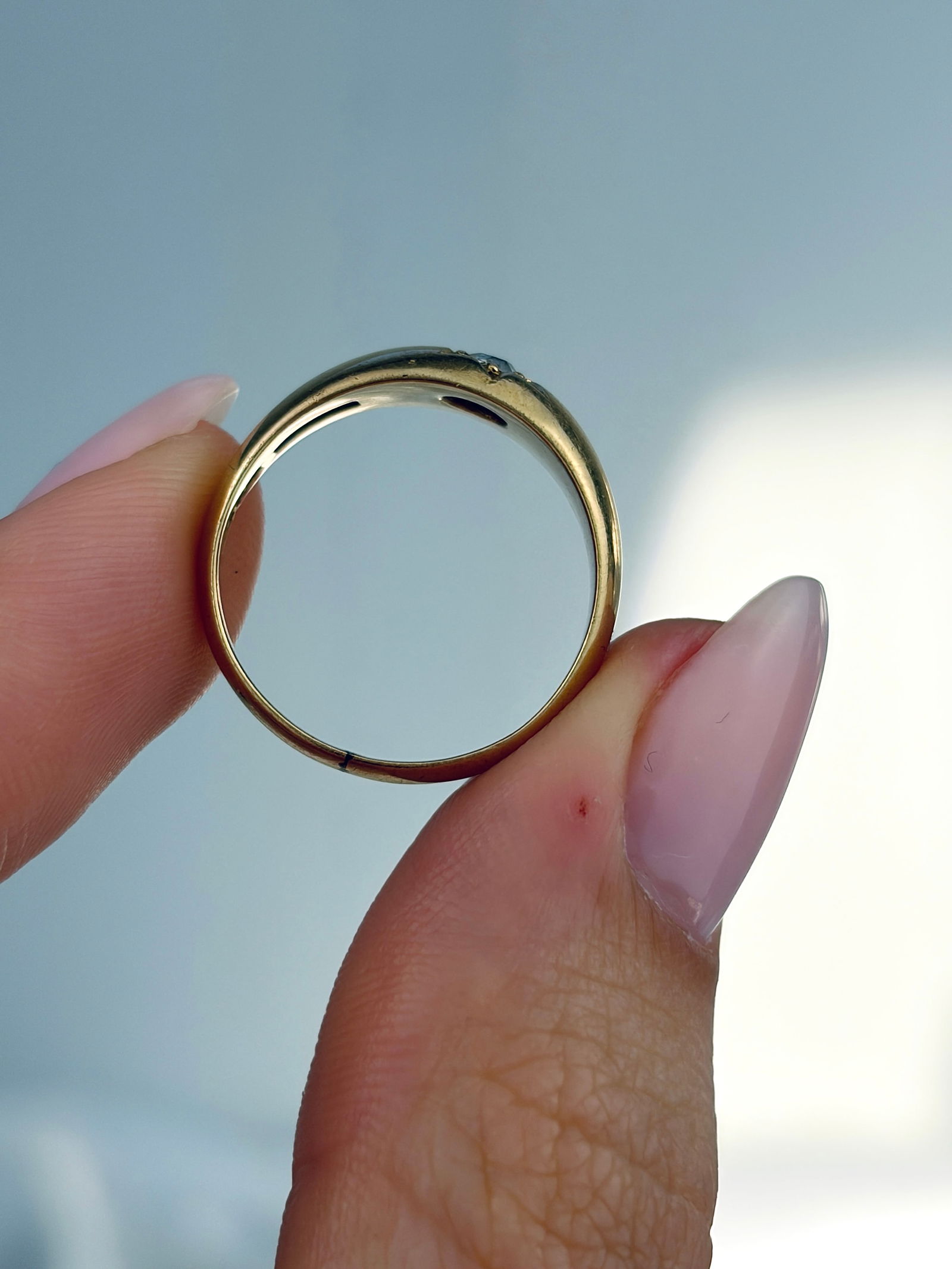 ANTIQUE C.1911 18CT YELLOW GOLD DIAMOND STAR RING - 6