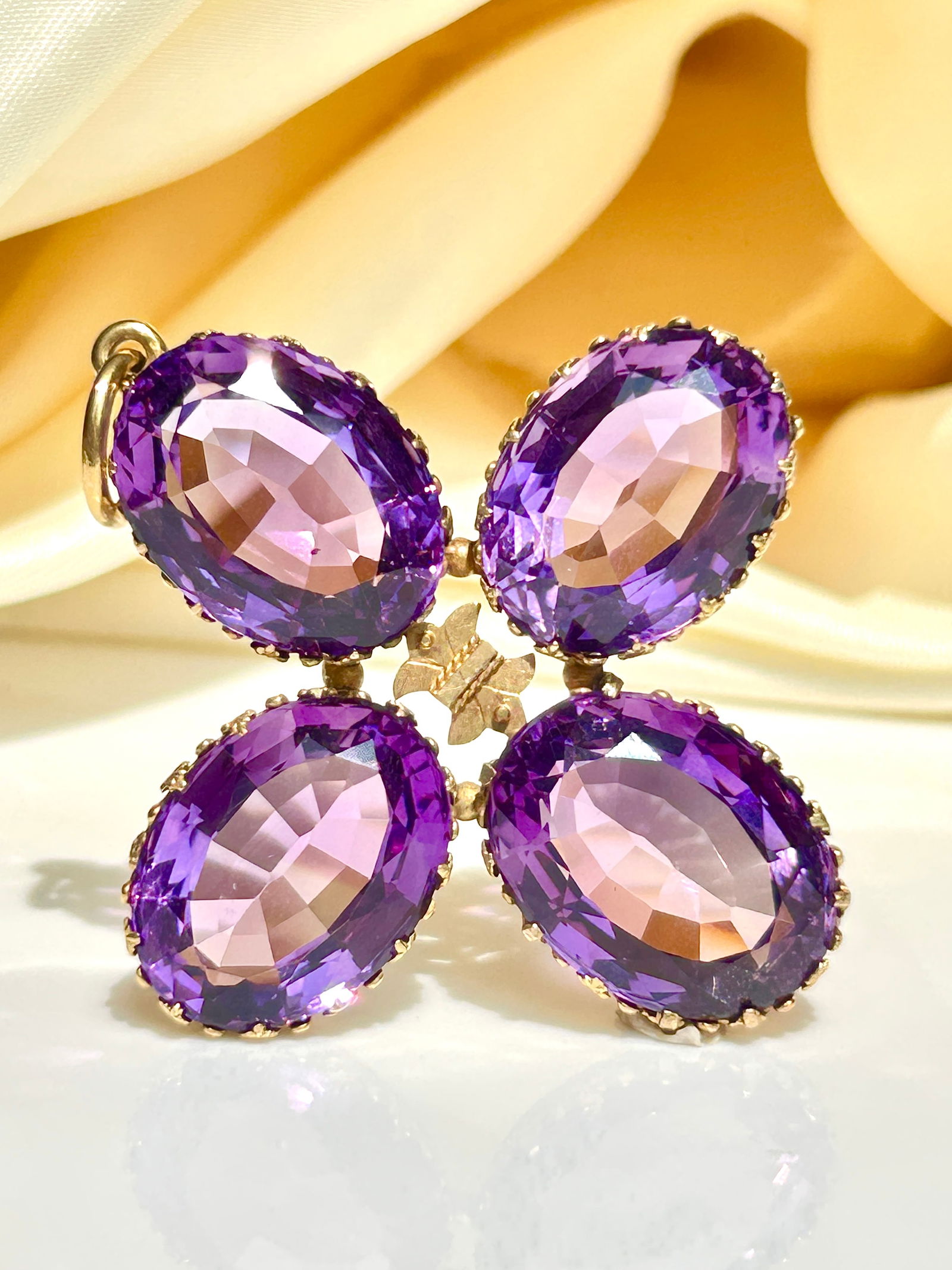 Large antique gold amethsyt brooch / pendant - 2