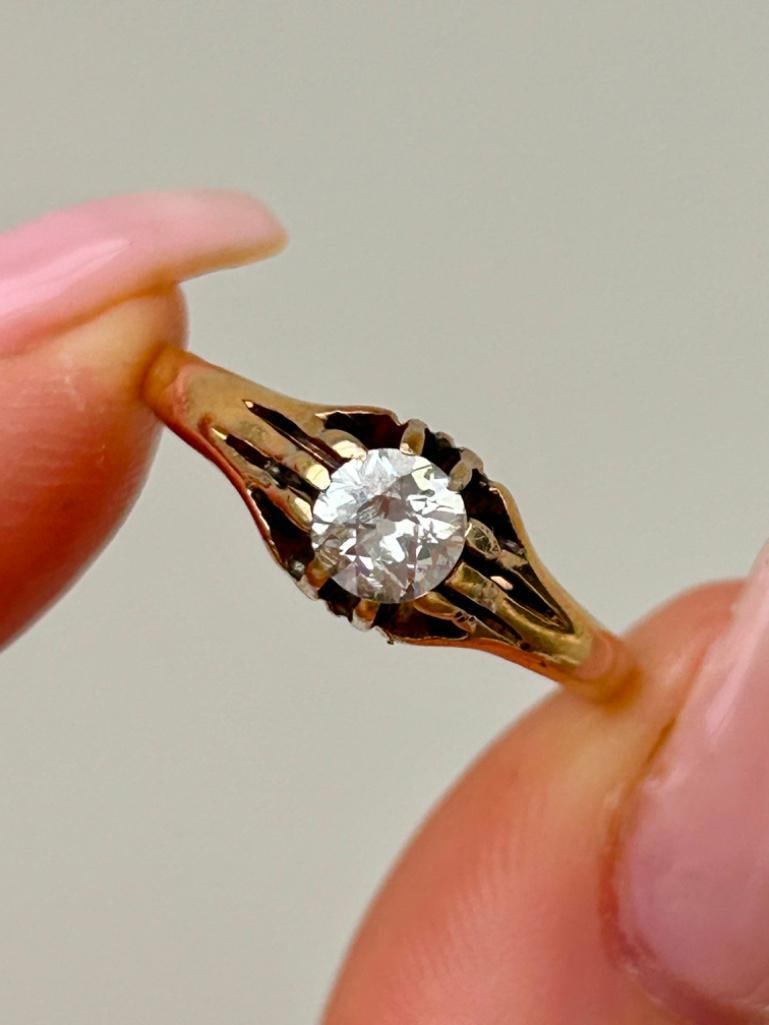 Antique 18ct Yellow Gold 50pts Diamond Belcher - 2