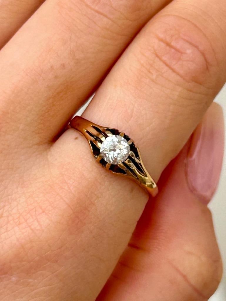 Antique 18ct Yellow Gold 50pts Diamond Belcher - 3