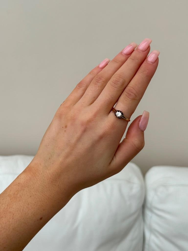 Antique 18ct Yellow Gold 50pts Diamond Belcher - 4