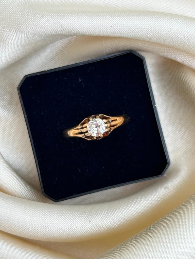 Antique 18ct Yellow Gold 50pts Diamond Belcher - 5