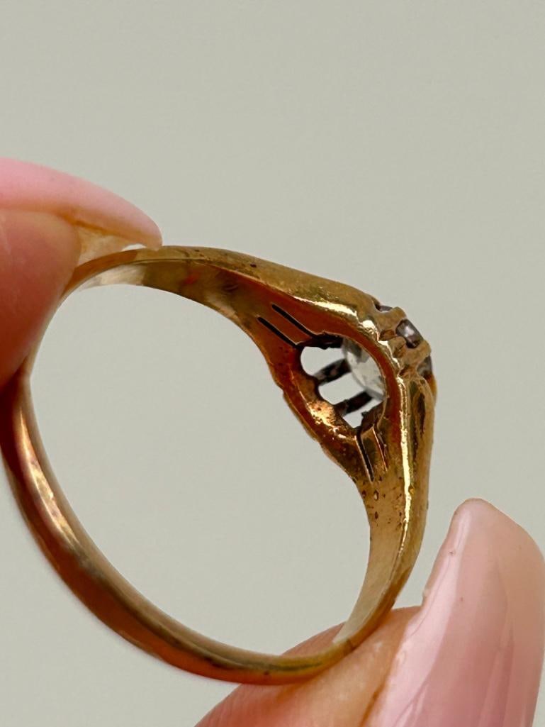 Antique 18ct Yellow Gold 50pts Diamond Belcher - 7