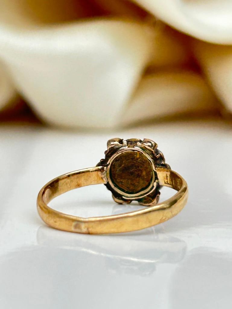 Antique Sweet Turquoise and Pearl Gold Ring - 6