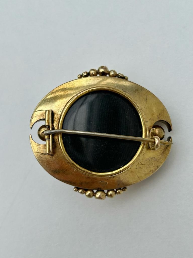 Antique Gold Large Turquoise Brooch - 5