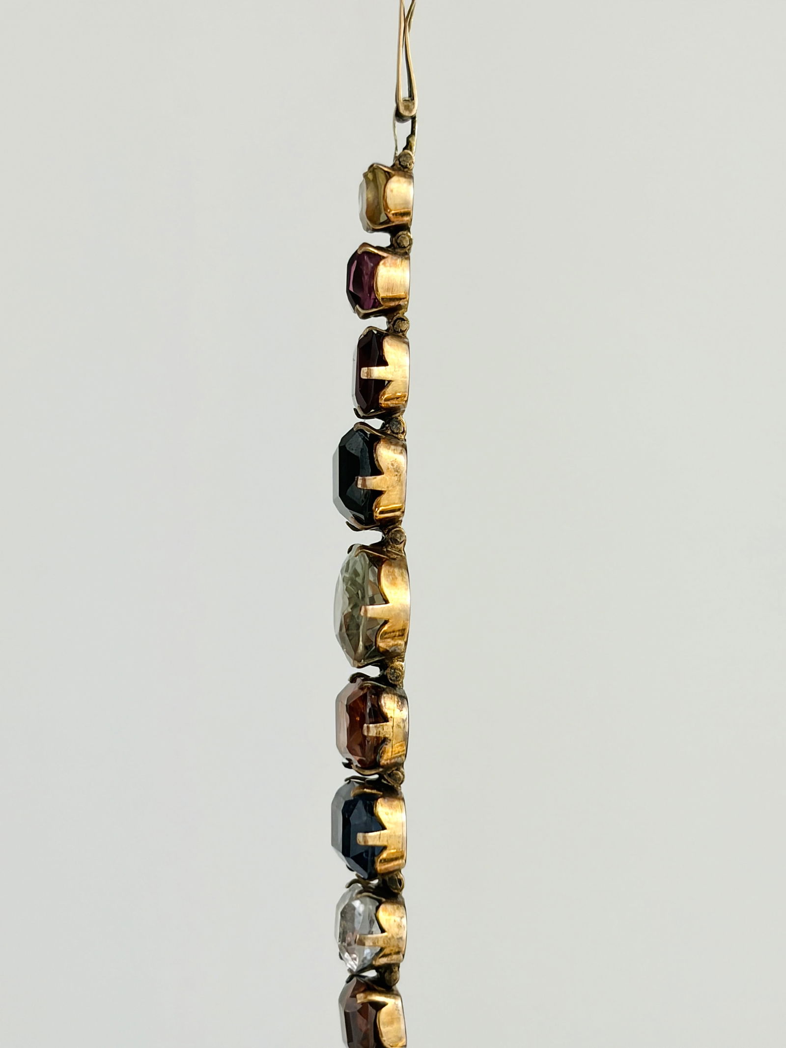 ANTIQUE 9CT GOLD MULTIGEM BRACELET WITH TOPAZ, AMETHYST, QUARTZ AND SPINEL - 5