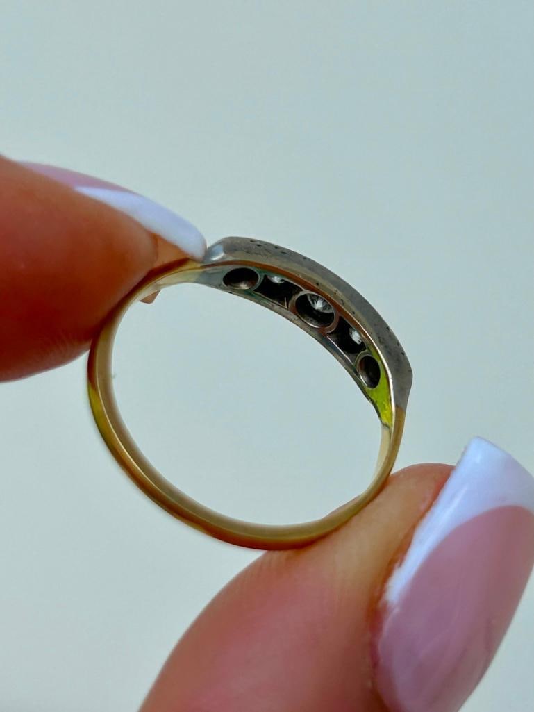 Wonderful Antique Chunky 18ct Gold Diamond 5 Stone Ring - 5