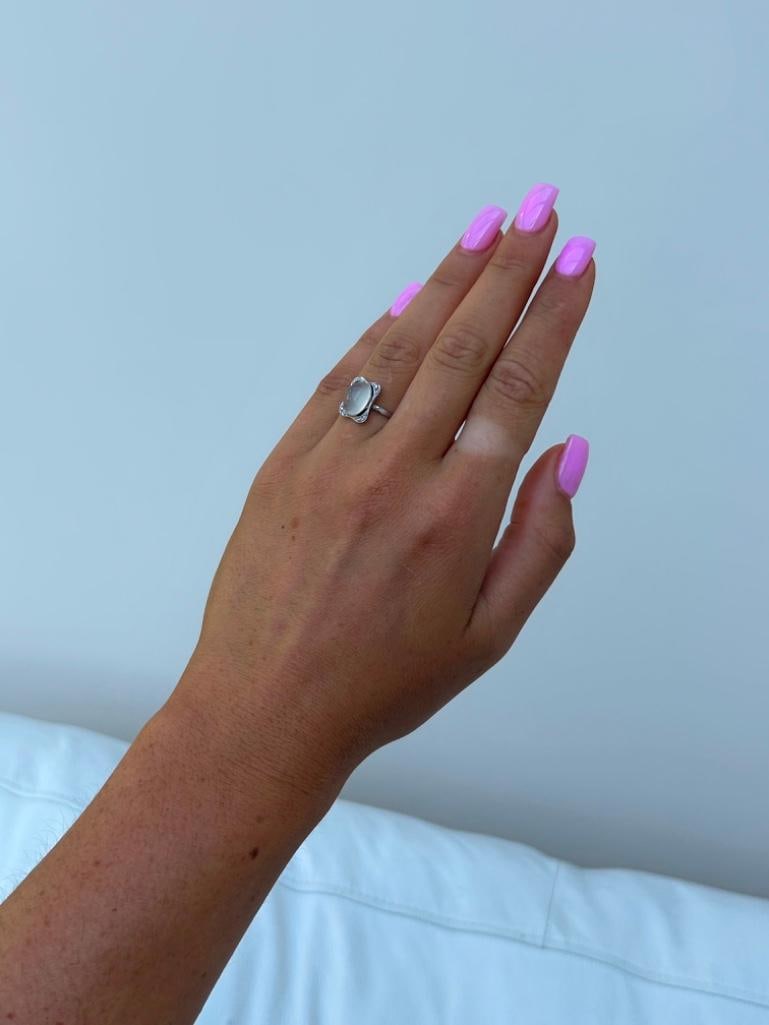 Antique Platinum Moonstone and Diamond Ring - 3