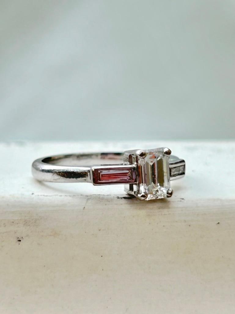 *Vintage Diamond and Platinum Solitaire Ring - 5