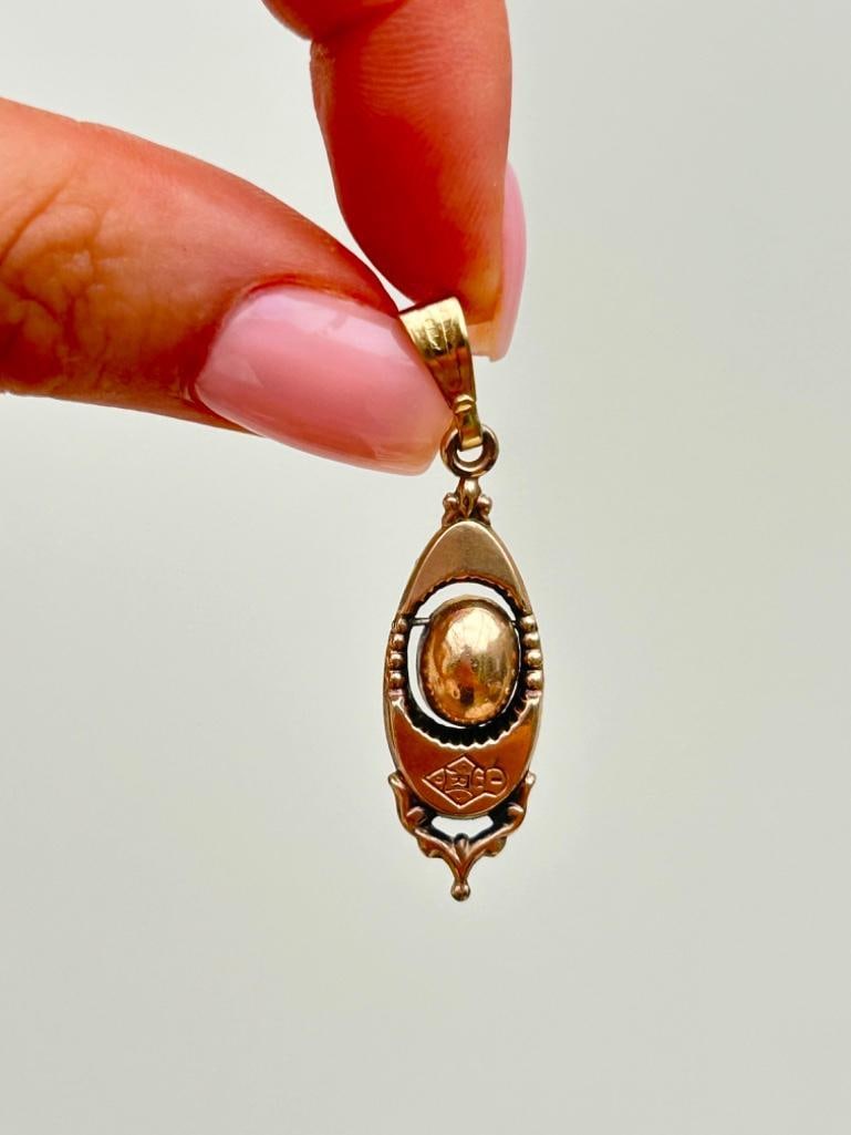 Antique 9ct Gold Turquoise Pendant - 3