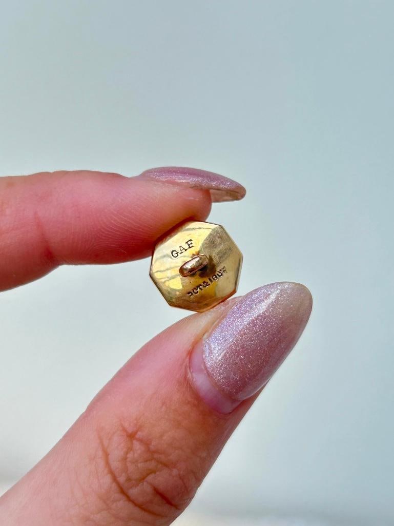 Antique Gold Onyx and Diamond Boxed Cufflink Mens Dress Stud Set - 4