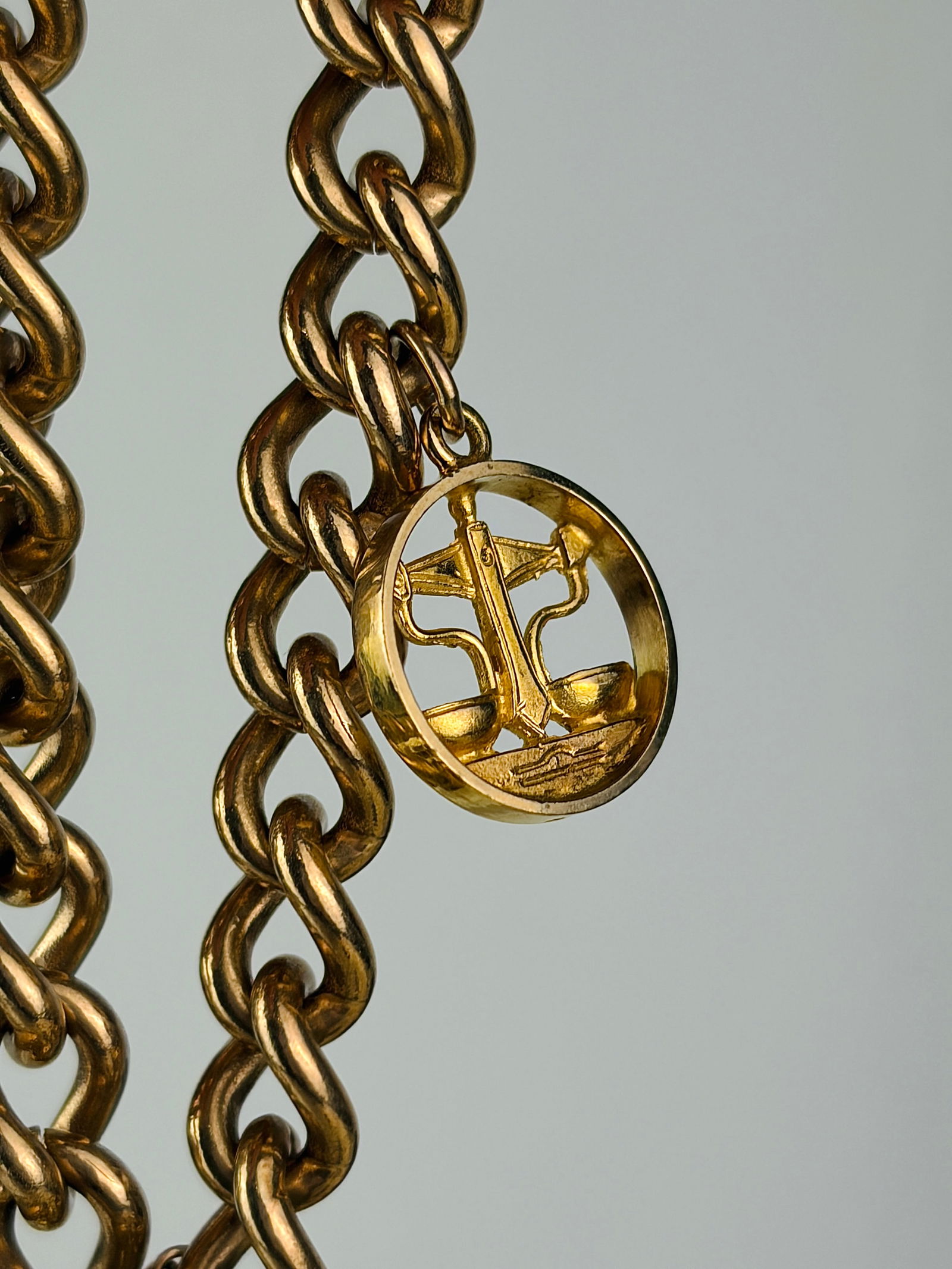 heavy vintage 9ct yellow gold curb link bracelet with heart padlock and charm - 2