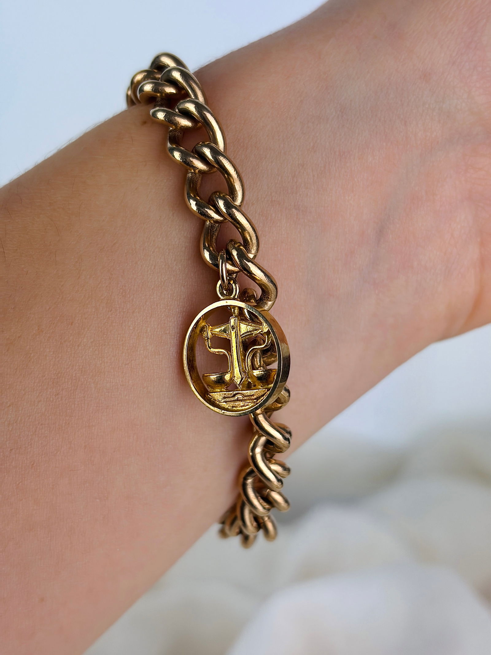 heavy vintage 9ct yellow gold curb link bracelet with heart padlock and charm - 8