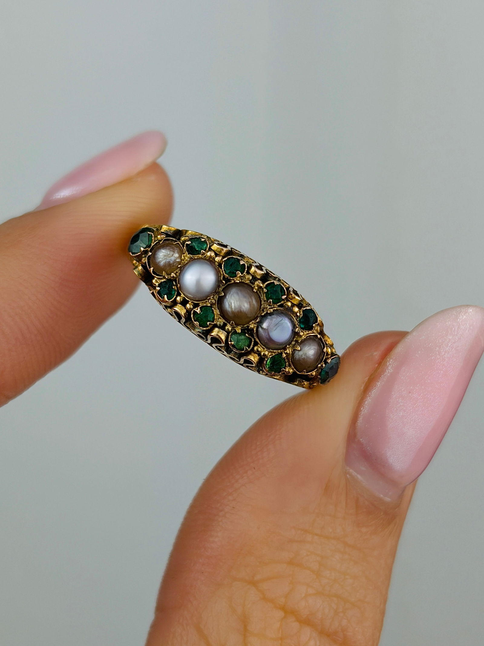 antique 15ct gold gemset ring - 5