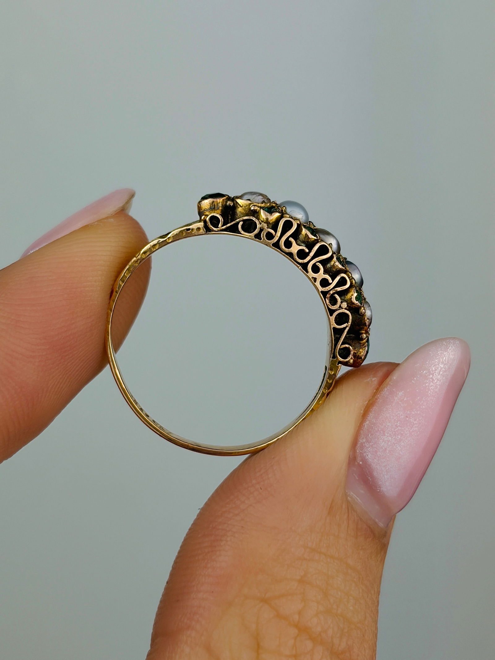 antique 15ct gold gemset ring - 6