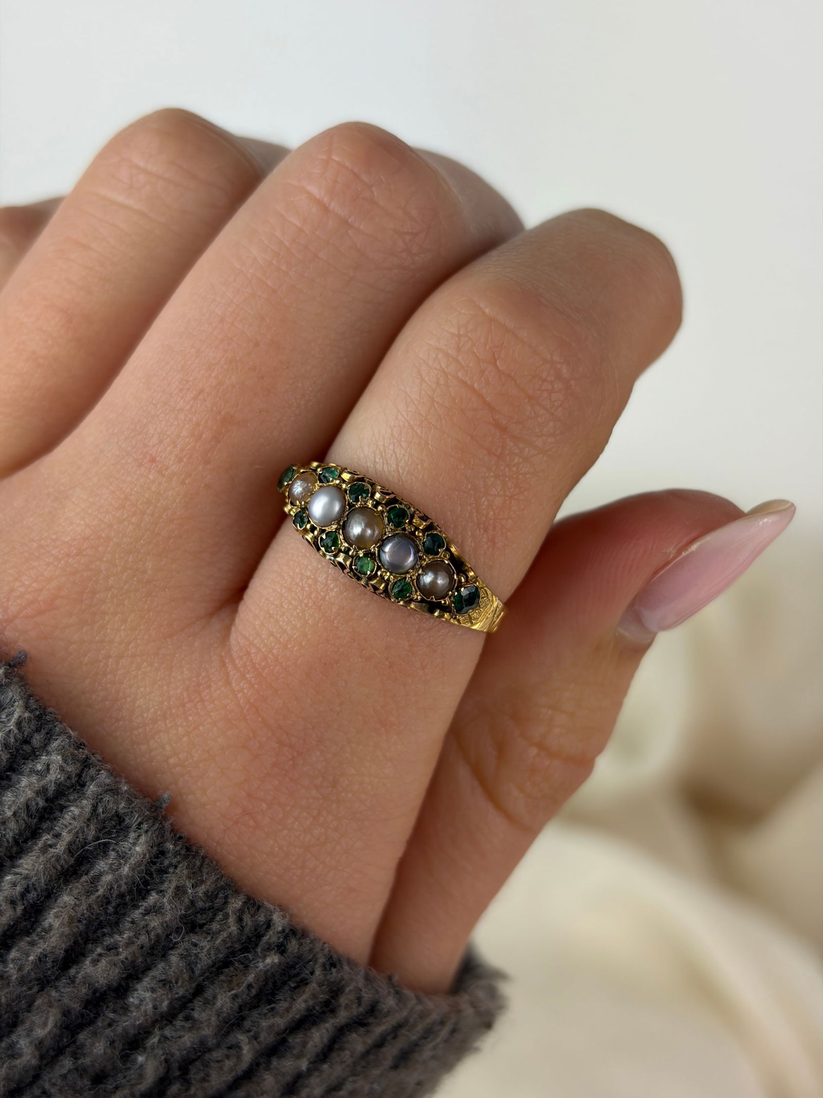 antique 15ct gold gemset ring - 8