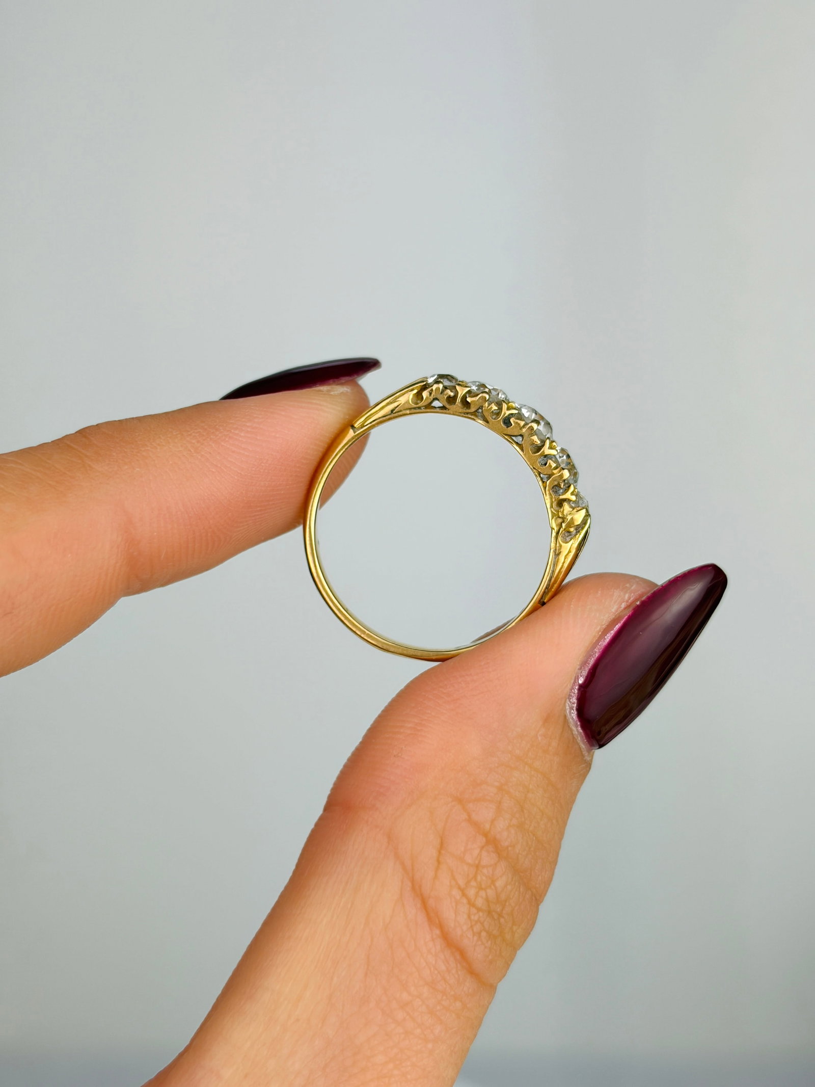 Antique 1.20ct Diamond 5 Stone Ring in 18ct Yellow Gold - 6