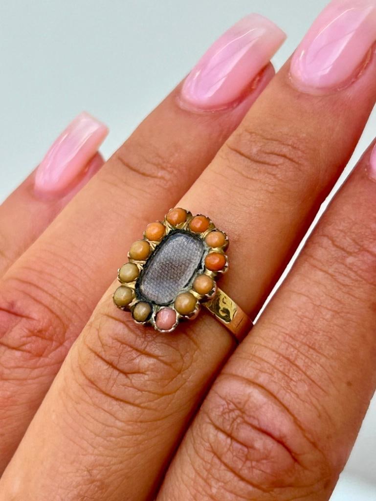 Antique Coral Locket Front Gold Ring - 2