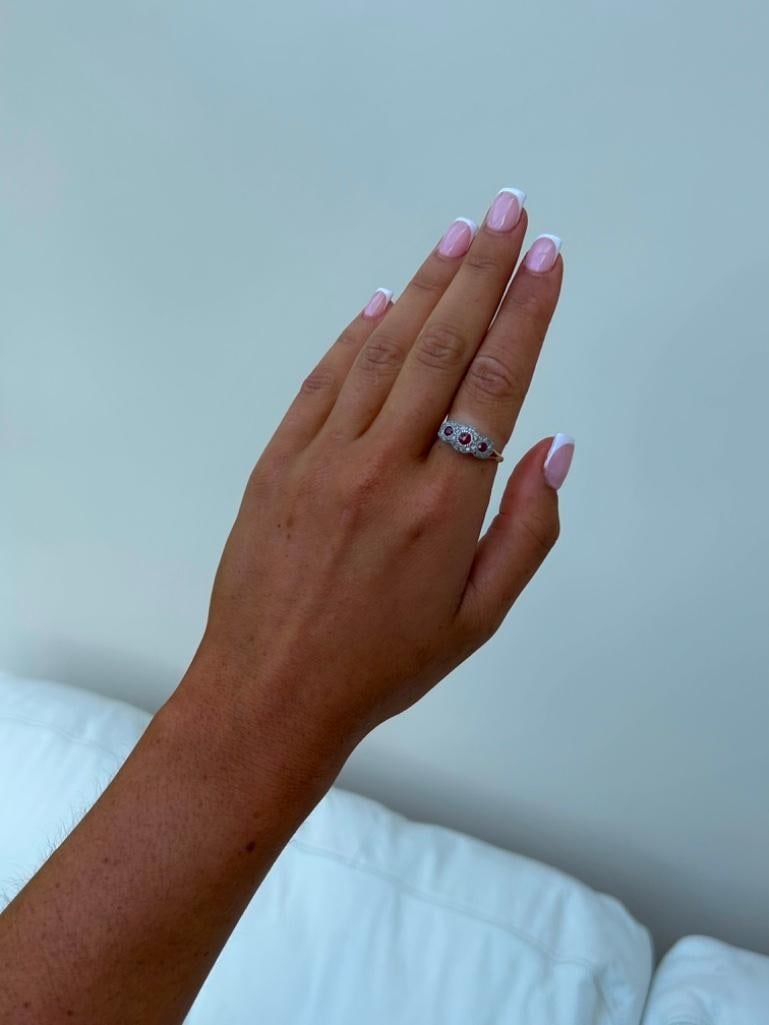 18ct Gold Triple Diamond Cluster Ring - 3