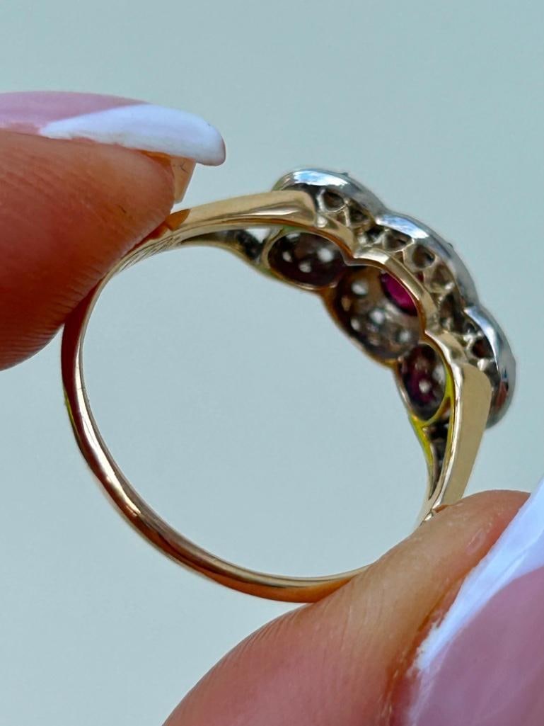 18ct Gold Triple Diamond Cluster Ring - 5