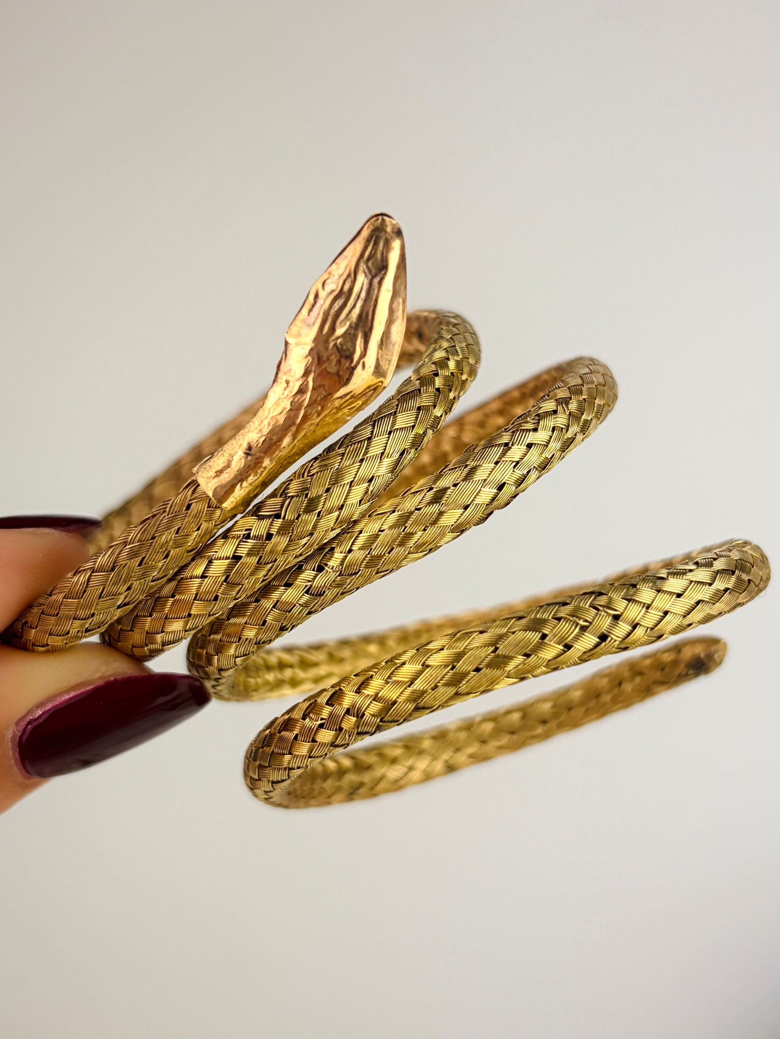 Coiled Snake Bangle in Gilt Metal - 2