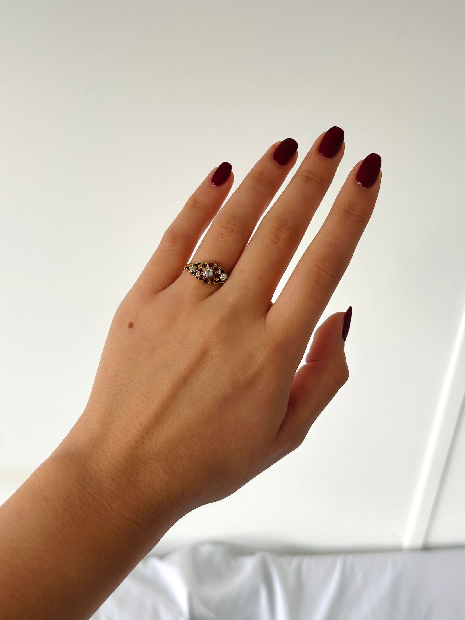 Ruby and Diamond 18ct Yellow Gold Cluster Ring - 10