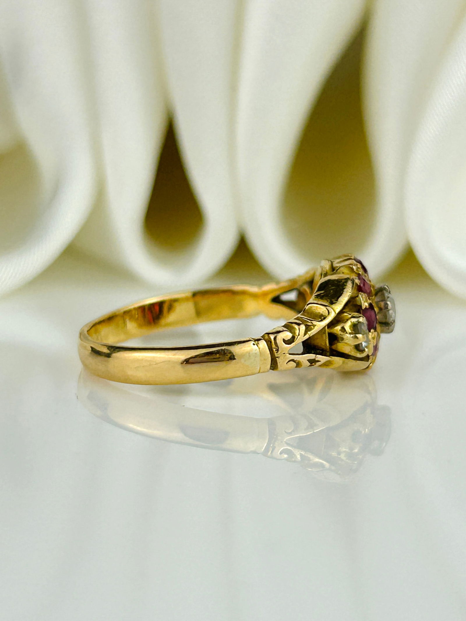 Ruby and Diamond 18ct Yellow Gold Cluster Ring - 2