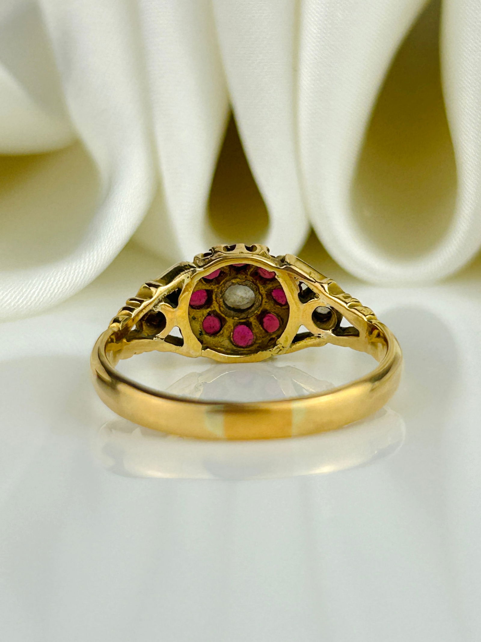 Ruby and Diamond 18ct Yellow Gold Cluster Ring - 3