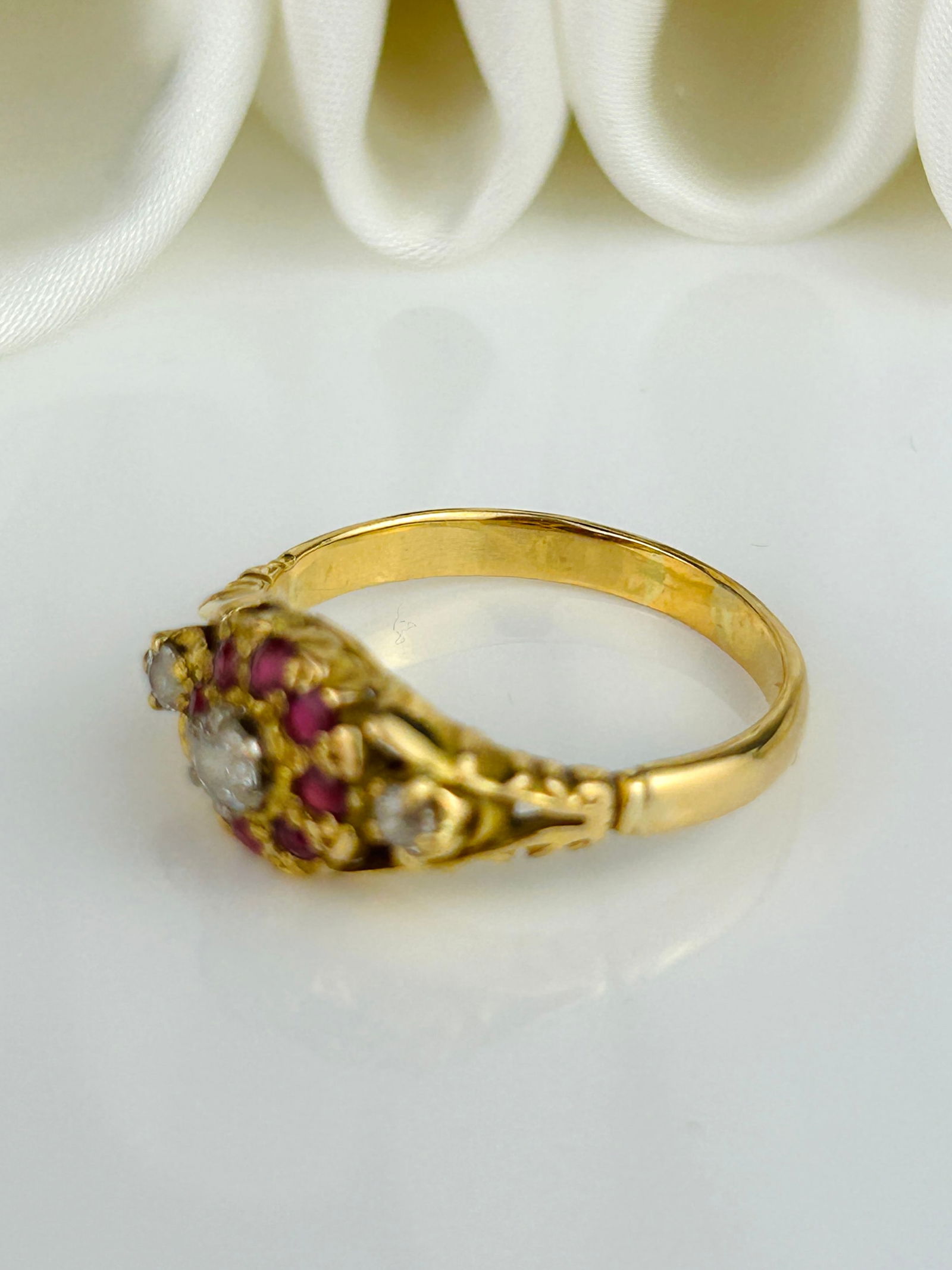 Ruby and Diamond 18ct Yellow Gold Cluster Ring - 4